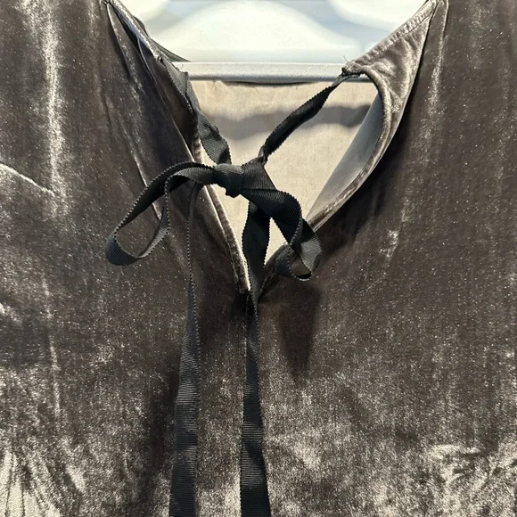 Madewell Gray Velvet Tie Neck Tunic/Dress - Picture 5 of 15